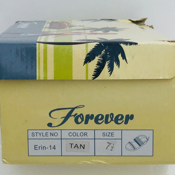 Women's Size 7.5 FOREVER Tan Platform Sandal Boho Style Tribal Look Ankle Strap - Picture 10 of 10